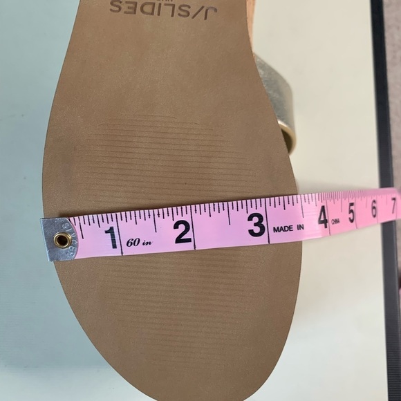 NIB J/Slides NYC Queenie Gold Leather Upper Cork Sole Sandal Women Size 8m - Picture 12 of 13